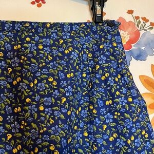 VTG Jay Ray Womens XXS/00 Blue Gold Yellow Cherry Pear Fruit Print Skirt